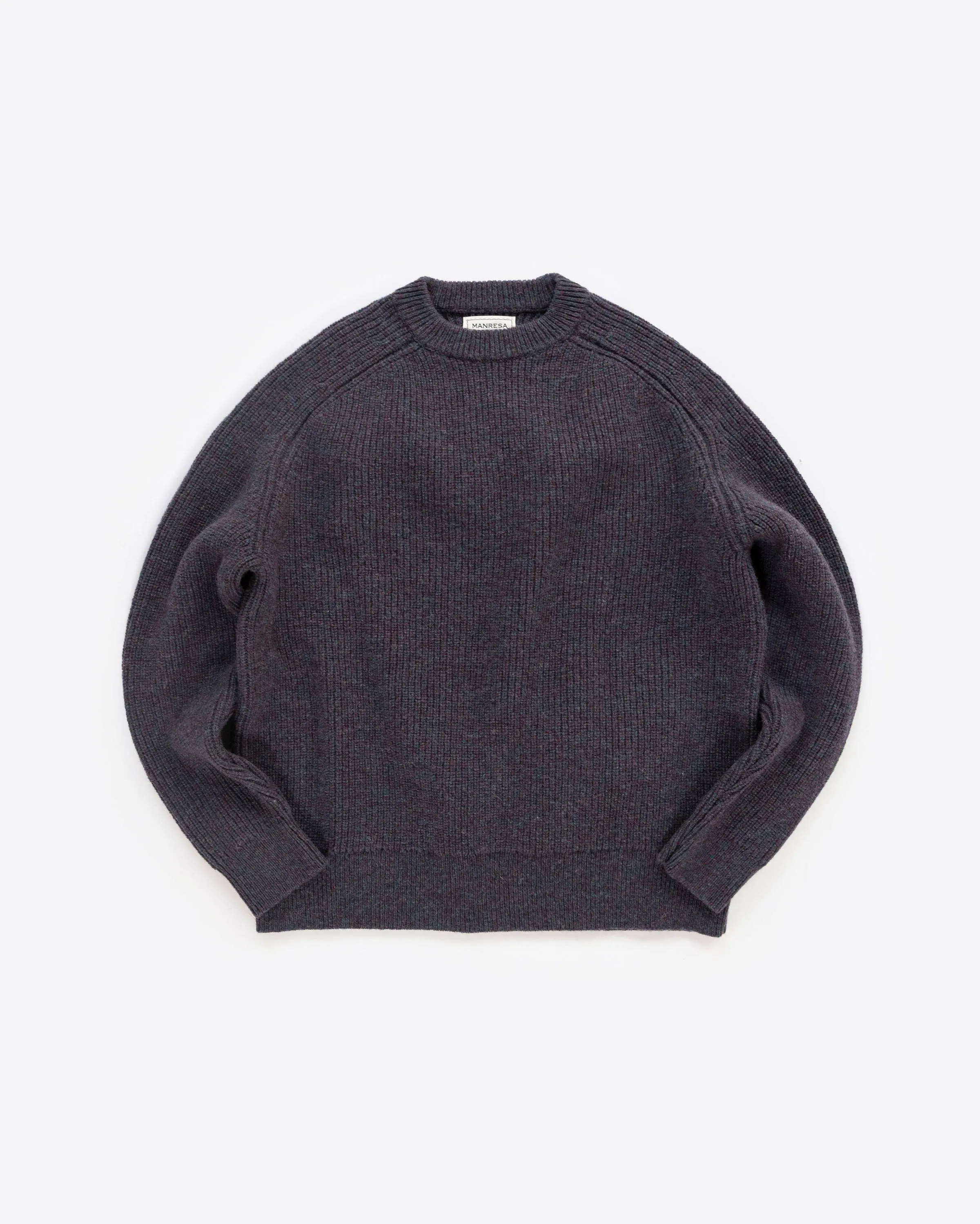 The Crawford Sweater in Plum Multi Shetland sold by Manresa