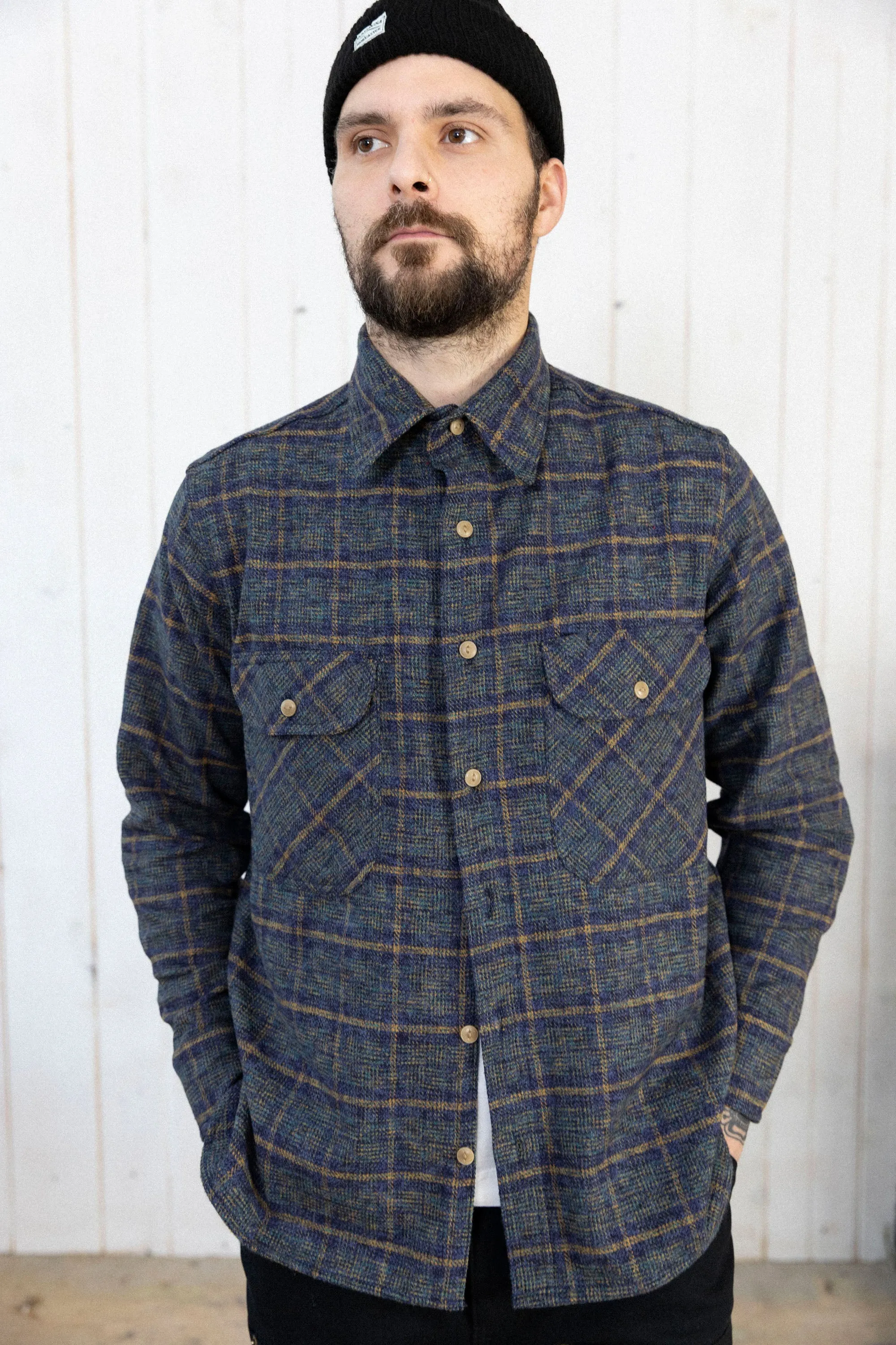 The Flannel Herc Shirt in Deep Night sold by Manresa product image thumbnail 2