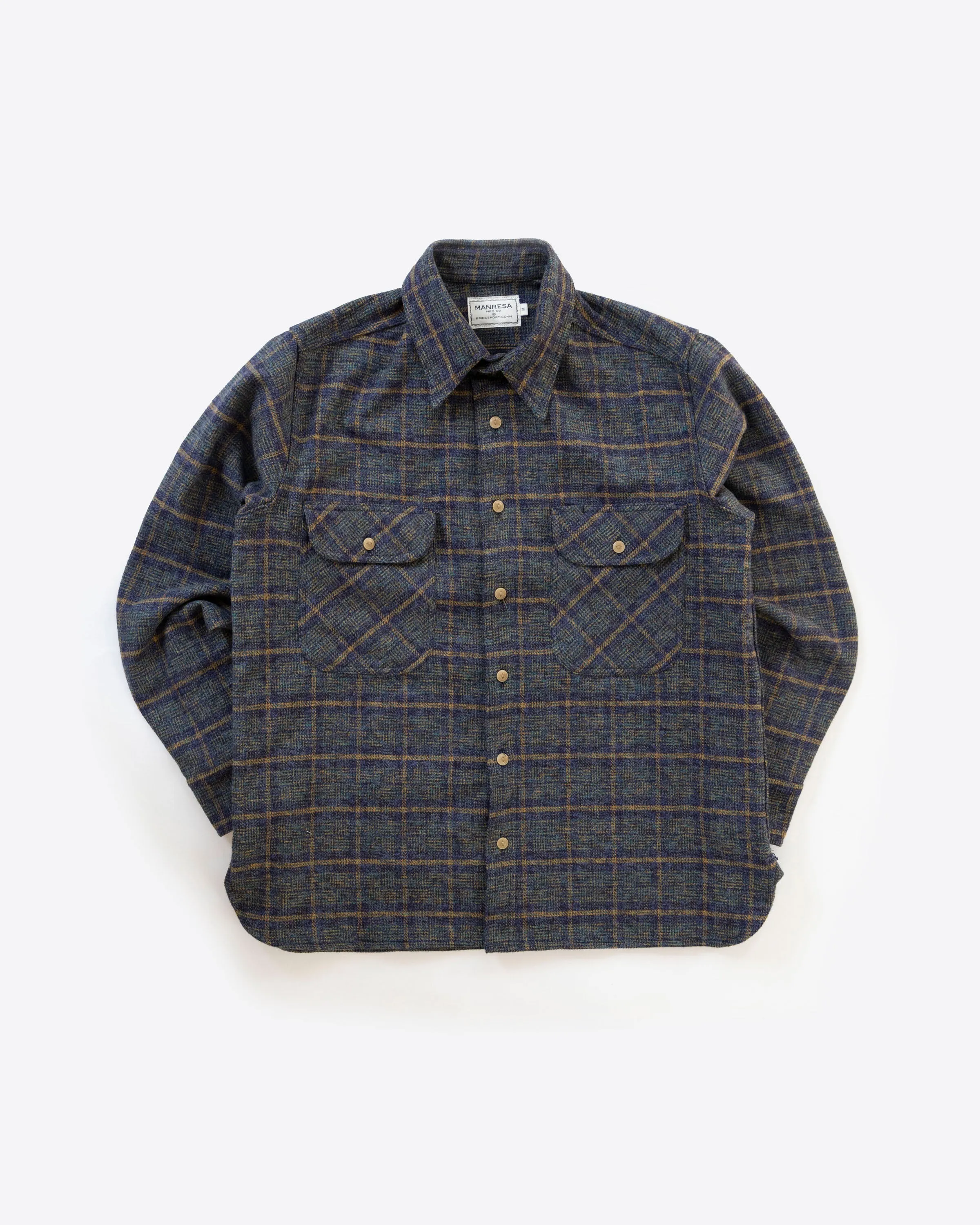 The Flannel Herc Shirt in Deep Night sold by Manresa