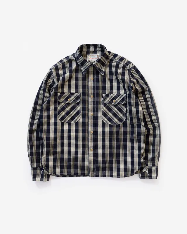 The Roebuck Shirt in Indigo Palaka made by Manresa