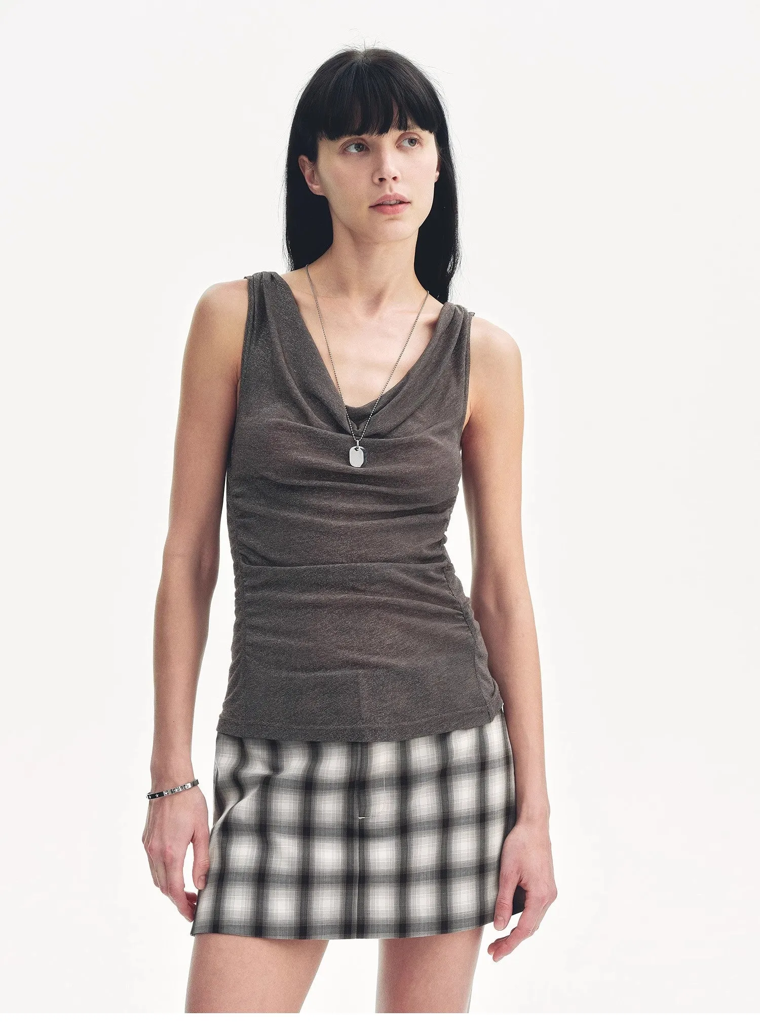 "Energetic Encounter" Modern Temperament Draped Neck Fitted Vest sold by Firelady Sheepskin product image thumbnail 2