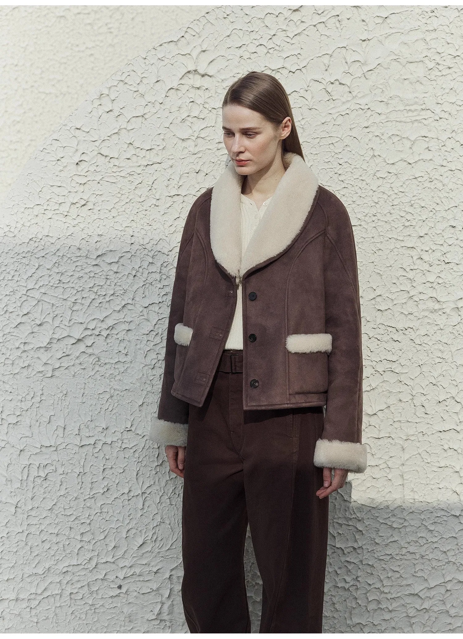 "Pure Era" imported high-quality lamb contrast color fruit collar short wool fur coat sold by Firelady Sheepskin product image thumbnail 5