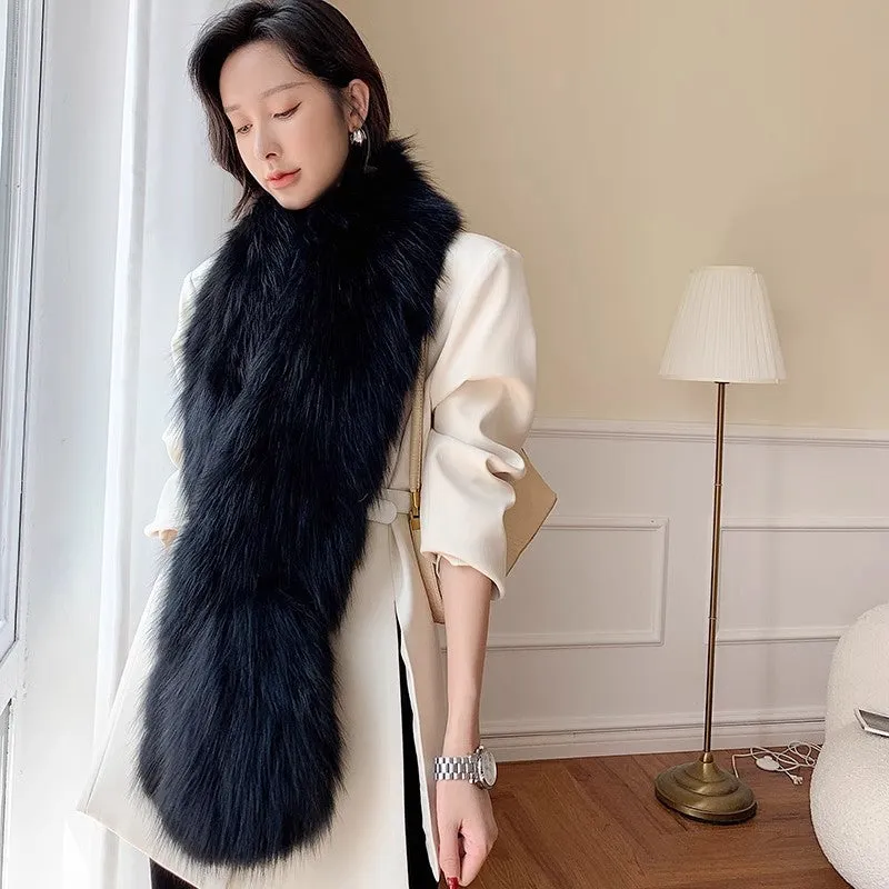 Fox Fur Scarf Extra Long Braided Fur Collar Autumn and Winter Warmth Extra Long Real Fur Scarf Women sold by Firelady Sheepskin product image thumbnail 2