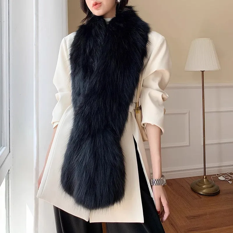 Fox Fur Scarf Extra Long Braided Fur Collar Autumn and Winter Warmth Extra Long Real Fur Scarf Women sold by Firelady Sheepskin product image thumbnail 3