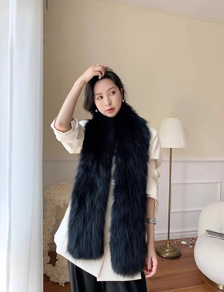 Fox Fur Scarf Extra Long Braided Fur Collar Autumn and Winter Warmth Extra Long Real Fur Scarf Women sold by Firelady Sheepskin product image thumbnail 4