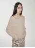 "Warm Women's Formula" French simple and versatile merino wool blended one-neck off-the-shoulder sweater sold by Firelady Sheepskin