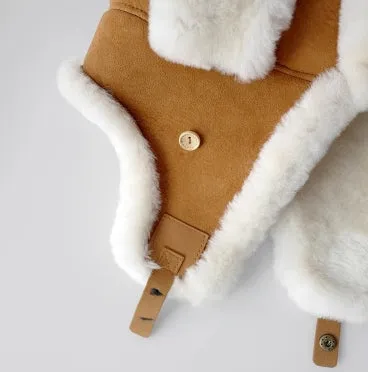 Merino wool warm earmuffs genuine leather suede aviator hat sold by Firelady Sheepskin product image thumbnail 5