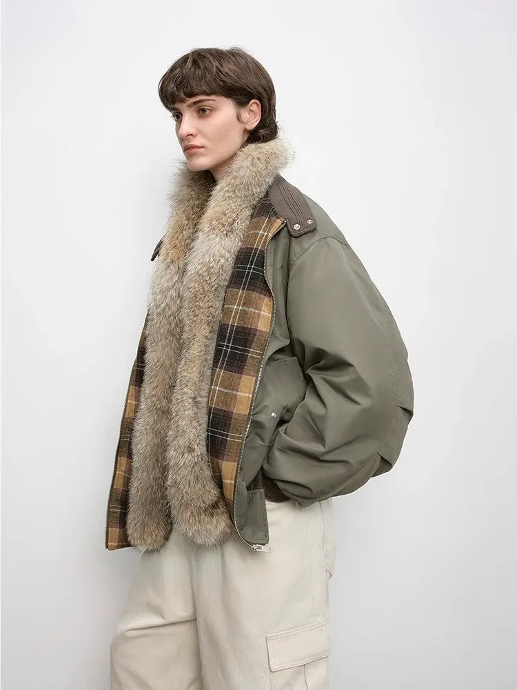 Urban Warmth Walk Casual Street Lightweight Detachable Wolf Fur Collar Parka Down Jacket sold by Firelady Sheepskin product image thumbnail 5