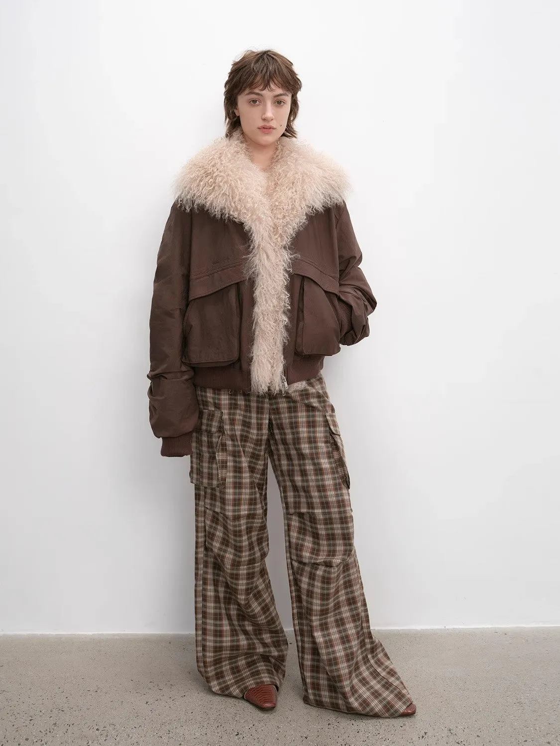 Winter is coming fashionable warm and waterproof detachable silhouette beach wool collar short down parka sold by Firelady Sheepskin product image thumbnail 5