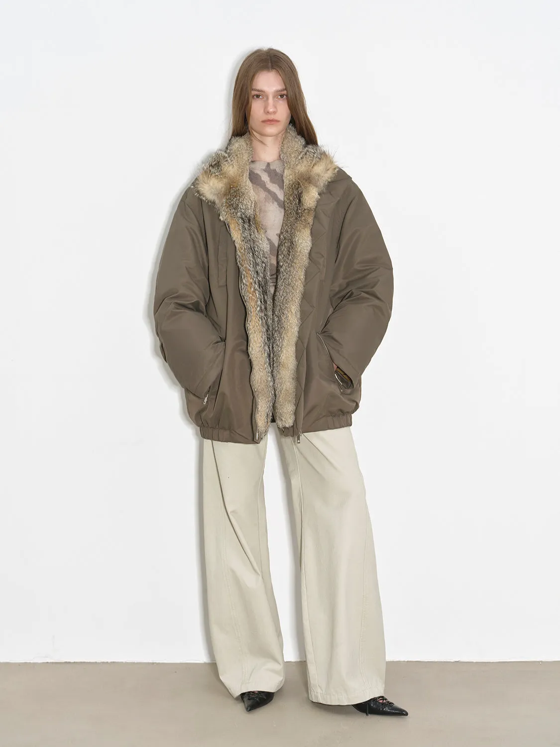 Travel Notes Fashionable warm and fluffy waterproof outdoor fox fur collar removable down parka for winter sold by Firelady Sheepskin