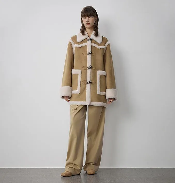 "Western Sunset"Winter Wool Artificial Compound Suede Shearling Fur Coat for Women sold by Firelady Sheepskin