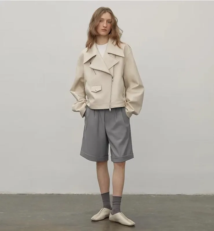 "Retro Film" Motorcycle Sheep Leather Jacket Women's Genuine Leather Jacket sold by Firelady Sheepskin