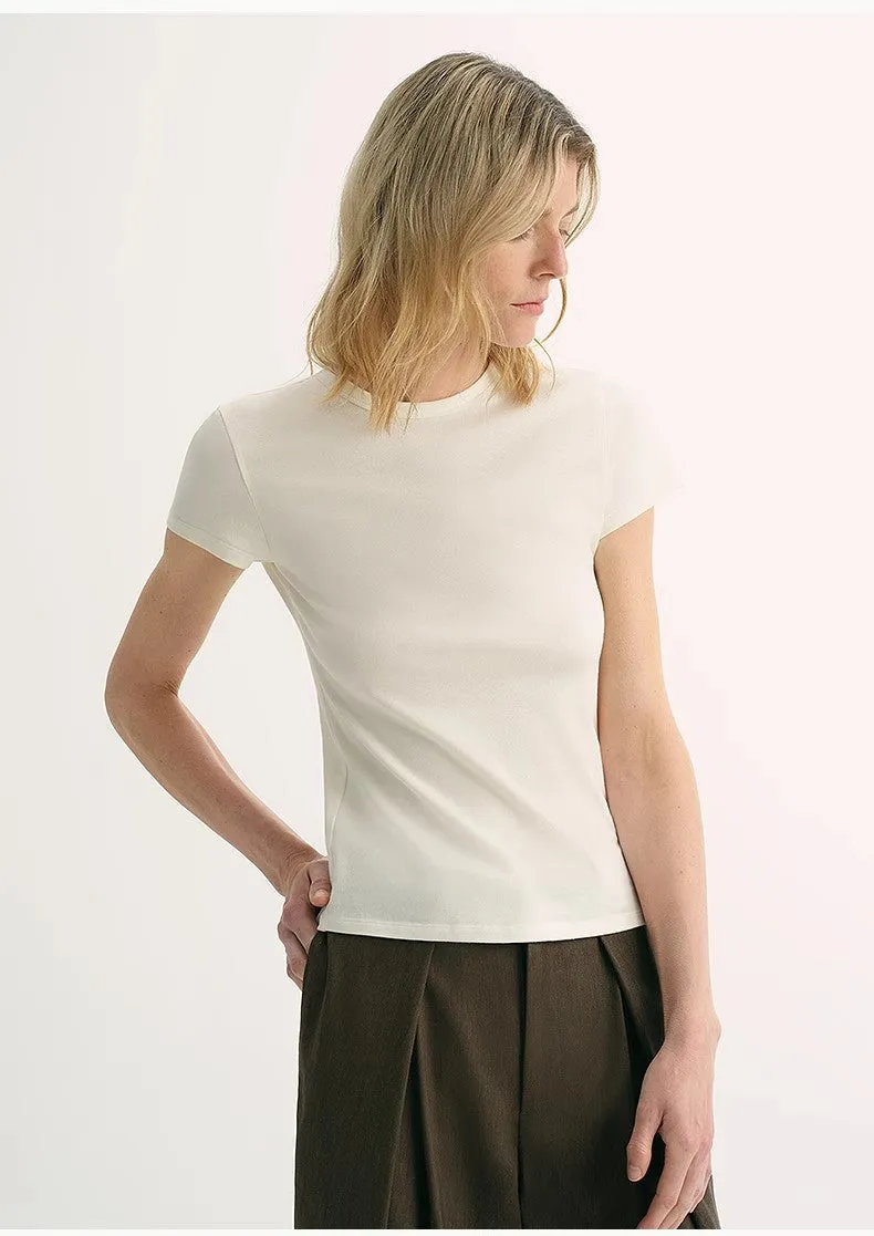 LINDIS wool mulberry silk classic short-sleeved round neck T-shirt for women sold by Firelady Sheepskin product image thumbnail 3