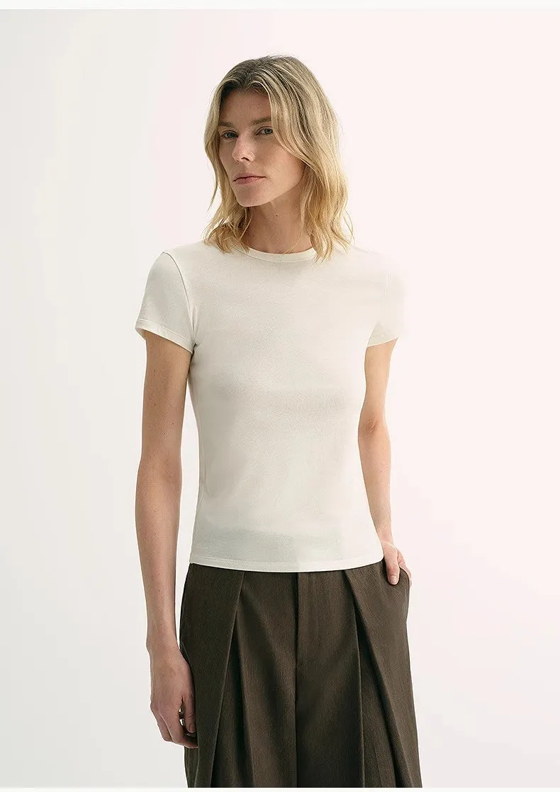 LINDIS wool mulberry silk classic short-sleeved round neck T-shirt for women sold by Firelady Sheepskin