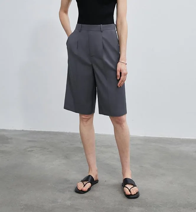 Women's high-density mixed color cotton and linen raw edge straight-leg suit pants sold by Firelady Sheepskin product image thumbnail 5