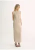 Original design handmade pleated straight sleeveless boat neck dress sold by Firelady Sheepskin