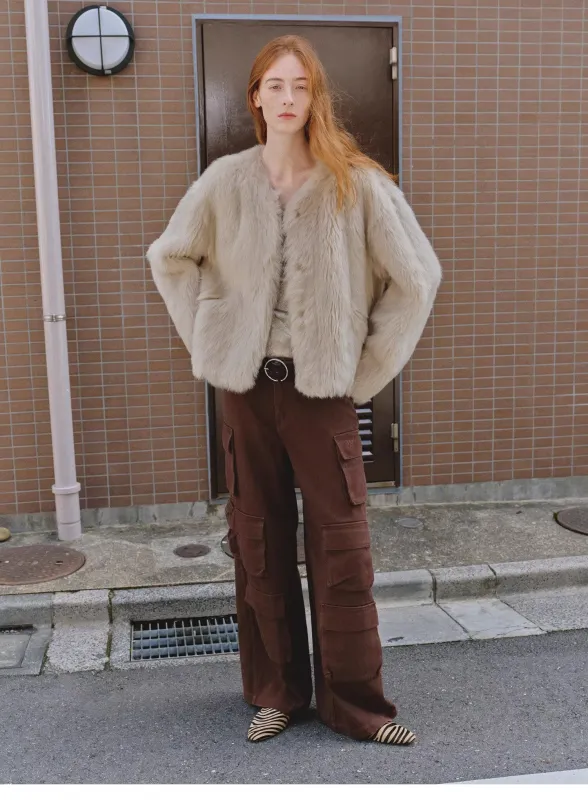 "Darcy Manor" imported Tuscan straight wool sheepskin sweetheart collar short fur coat sold by Firelady Sheepskin