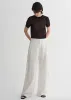 Summer mulberry silk linen waistless three-dimensional pleated wide-leg pants for women sold by Firelady Sheepskin