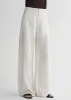 Summer mulberry silk linen waistless three-dimensional pleated wide-leg pants for women sold by Firelady Sheepskin
