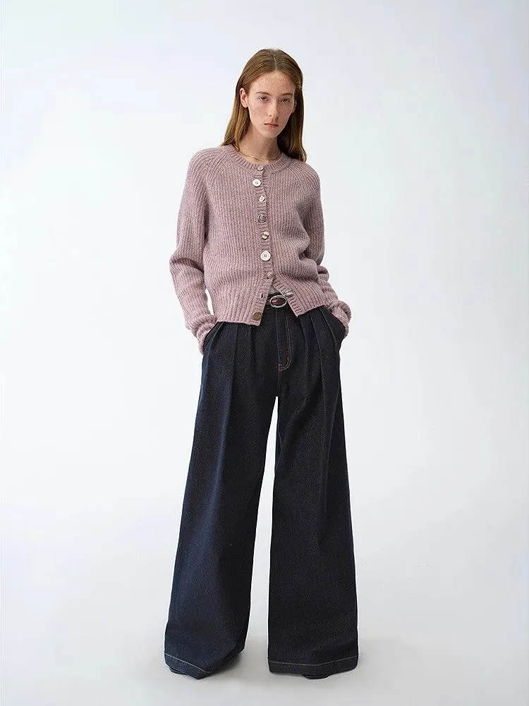 "Hokkaido Weaving Love" wool blend crew neck cardigan top sold by Firelady Sheepskin product image thumbnail 2