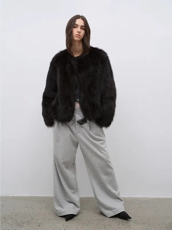 Morning Mist Manor Urban Chic Chicken Heart Collar Drop Shoulder Fox Fur Coat sold by Firelady Sheepskin