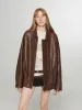 Rebel Vintage distressed waxed silhouette lapel leather jacket sold by Firelady Sheepskin