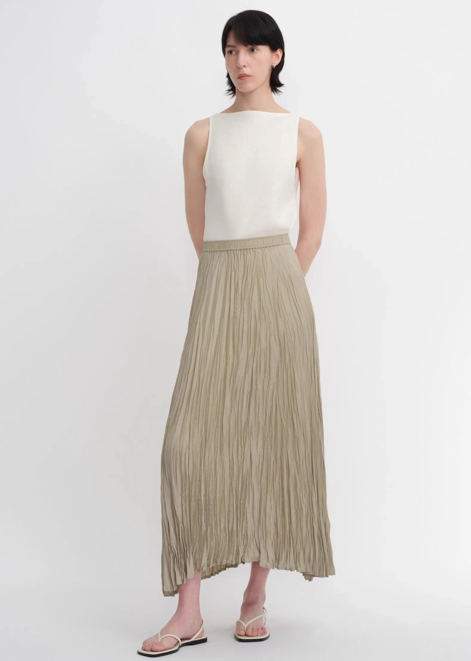 Mulberry silk custom pleated irregular hem skirt for women sold by Firelady Sheepskin