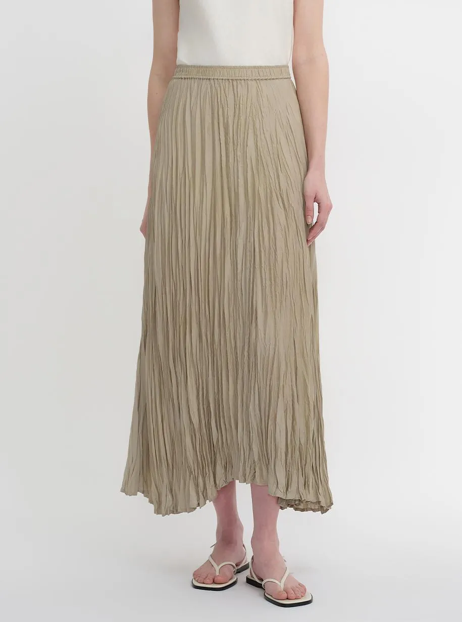 Mulberry silk custom pleated irregular hem skirt for women sold by Firelady Sheepskin product image thumbnail 2