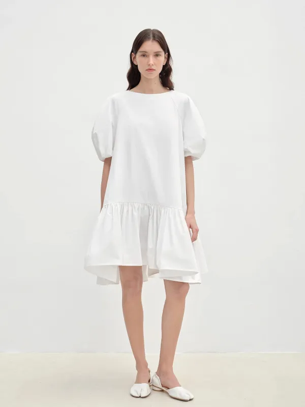 "Ailande" round neck puff sleeve temperament dress for women summer sold by Firelady Sheepskin