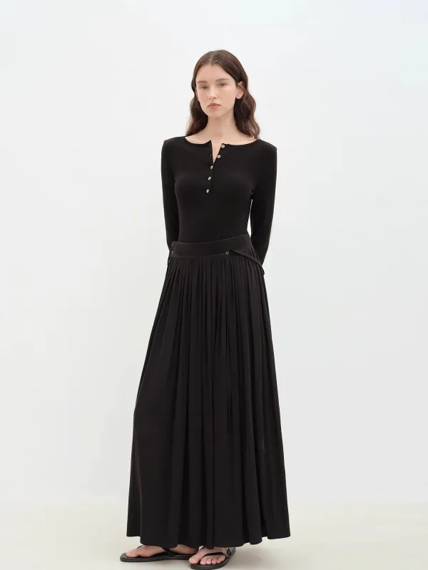 "Floating Lights on the Sea" Adjustable Waist Pleated Straight Dress sold by Firelady Sheepskin