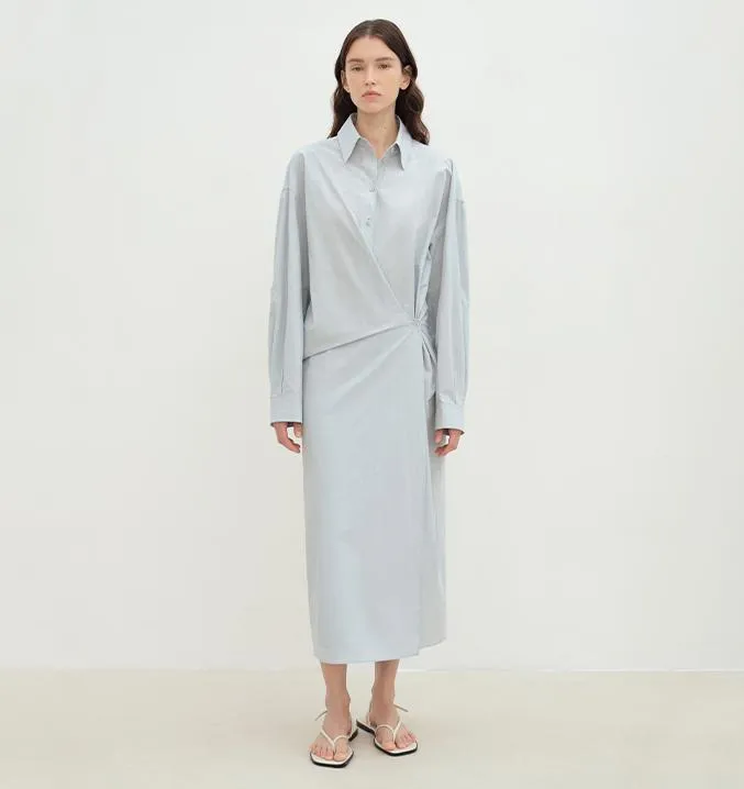 "Romantic Vibes" Cross-Placket Loose Long-Staple Cotton Shirt Dress sold by Firelady Sheepskin