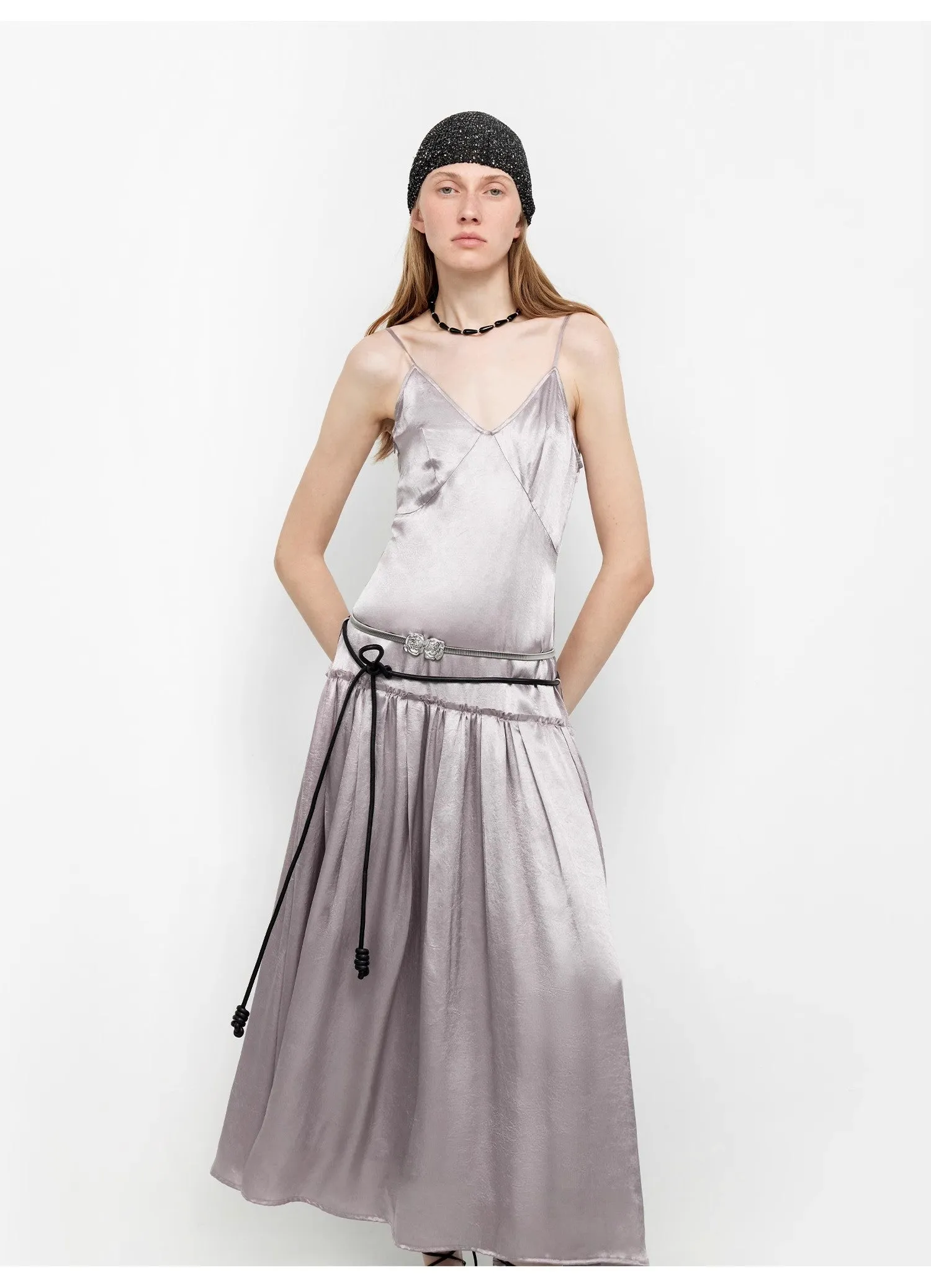 "Girls' Letterhead" Luxurious and light, glossy and silky 100% acetate low-waisted long suspender dress sold by Firelady Sheepskin product image thumbnail 2