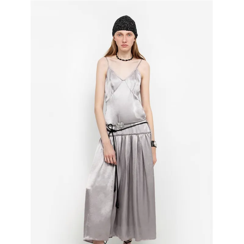 "Girls' Letterhead" Luxurious and light, glossy and silky 100% acetate low-waisted long suspender dress sold by Firelady Sheepskin