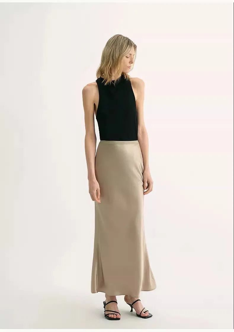 "Extremely luxurious" American EASTMAN acetate glossy bias-cut elegant slim fishtail skirt sold by Firelady Sheepskin product image thumbnail 5