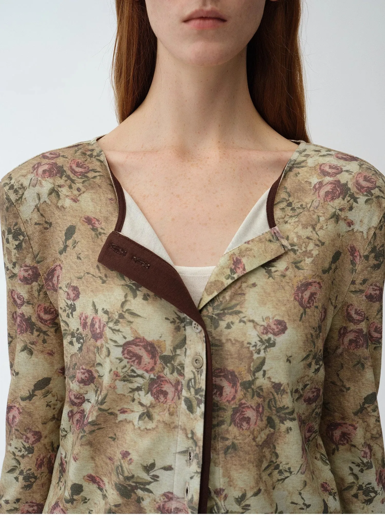 "Senna Flower House" original retro ethnic print Tencel Merino wool blend long-sleeved shirt sold by Firelady Sheepskin product image thumbnail 5