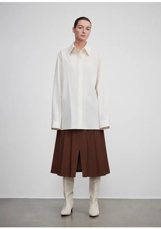 Long shirt with high-end drapey temperament top for women made by Firelady Sheepskin