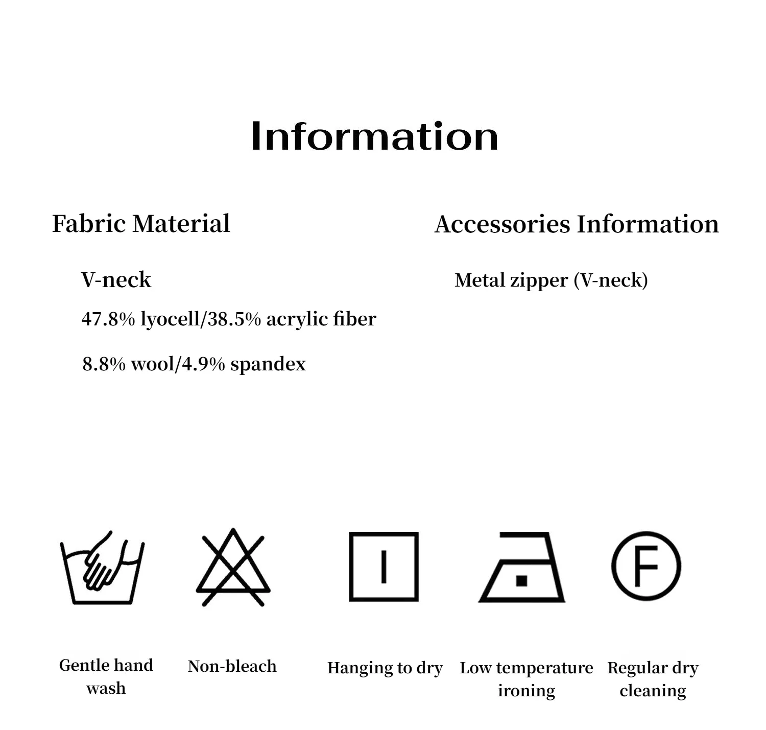 "Simple Color Silent Film" Australian Wool Tencel V-neck Zipper T-shirt sold by Firelady Sheepskin product image thumbnail 4