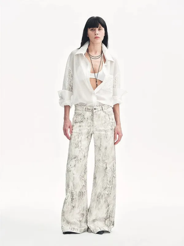 "Ideal Spring Day" Jacquard Hollow Drop Shoulder Shirt Summer sold by Firelady Sheepskin