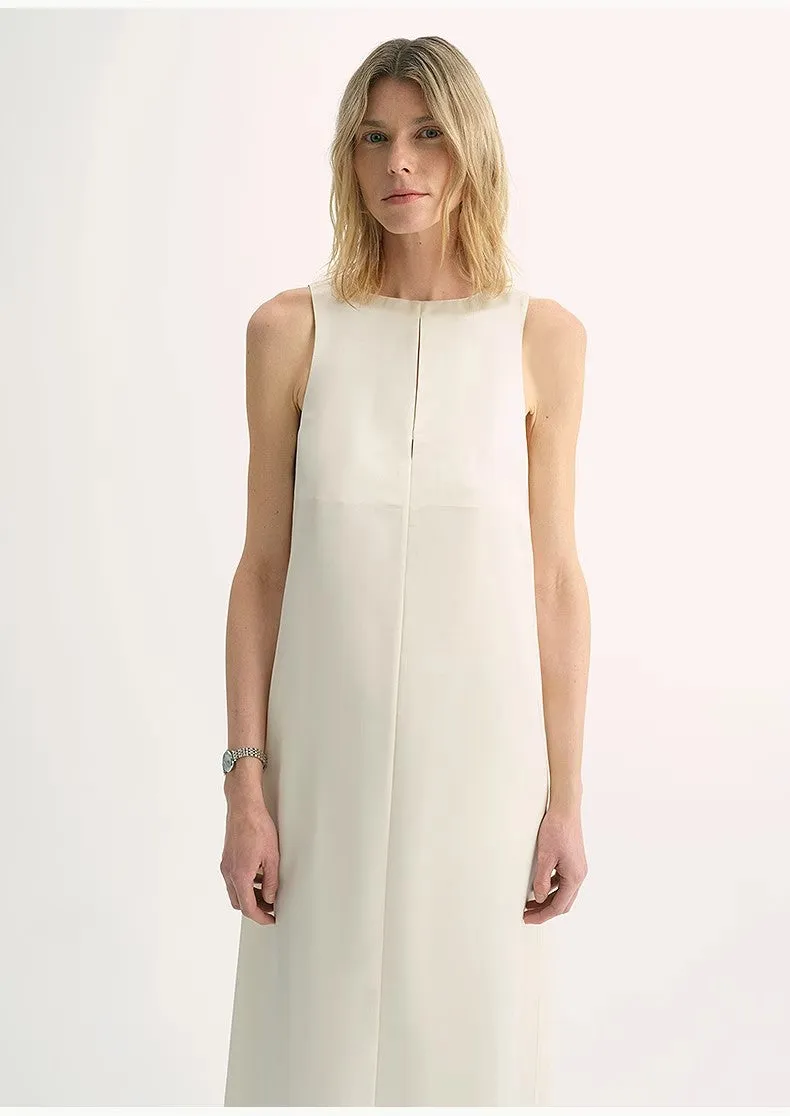 "Corridor Stride" skin-friendly and delicate imported acetate wool slimming hollow neckline A-line dress sold by Firelady Sheepskin product image thumbnail 5