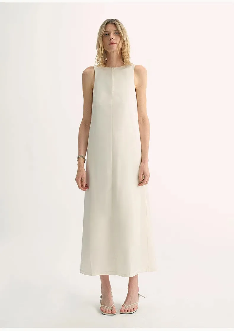 "Corridor Stride" skin-friendly and delicate imported acetate wool slimming hollow neckline A-line dress sold by Firelady Sheepskin