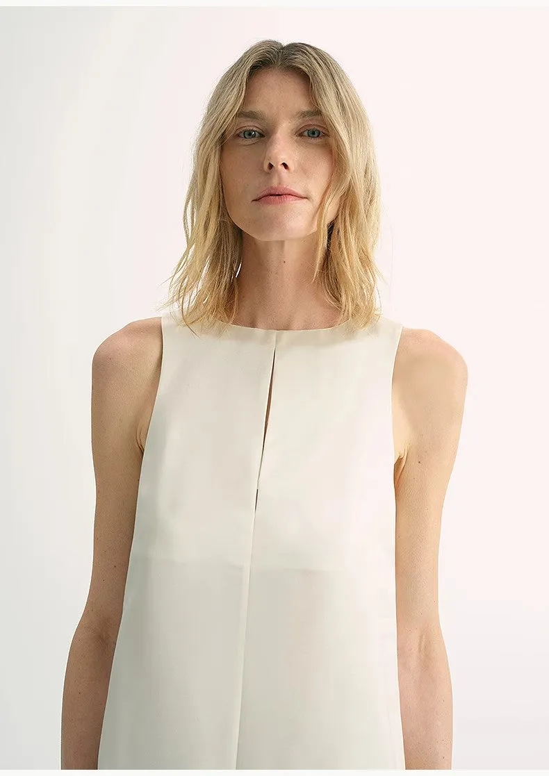 "Corridor Stride" skin-friendly and delicate imported acetate wool slimming hollow neckline A-line dress sold by Firelady Sheepskin product image thumbnail 2