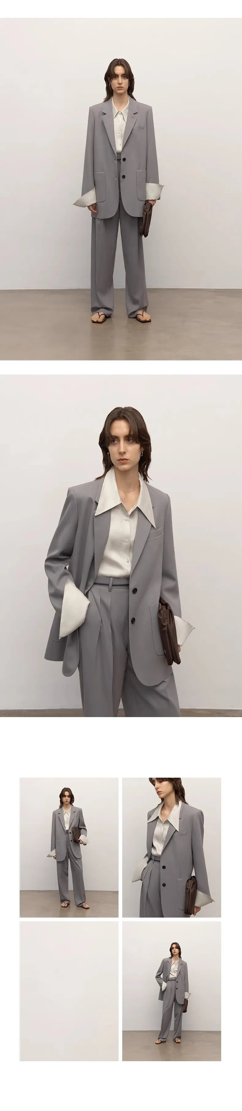 Heavy fine twill worsted wool, asymmetrical collar design, basic classic two-button suit sold by Firelady Sheepskin product image thumbnail 3