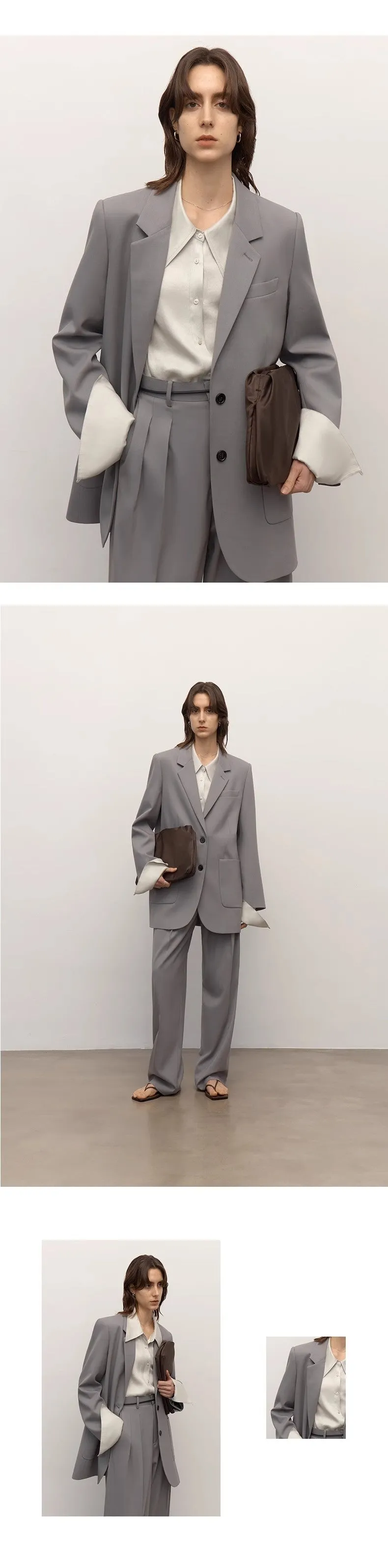 Heavy fine twill worsted wool, asymmetrical collar design, basic classic two-button suit sold by Firelady Sheepskin product image thumbnail 4