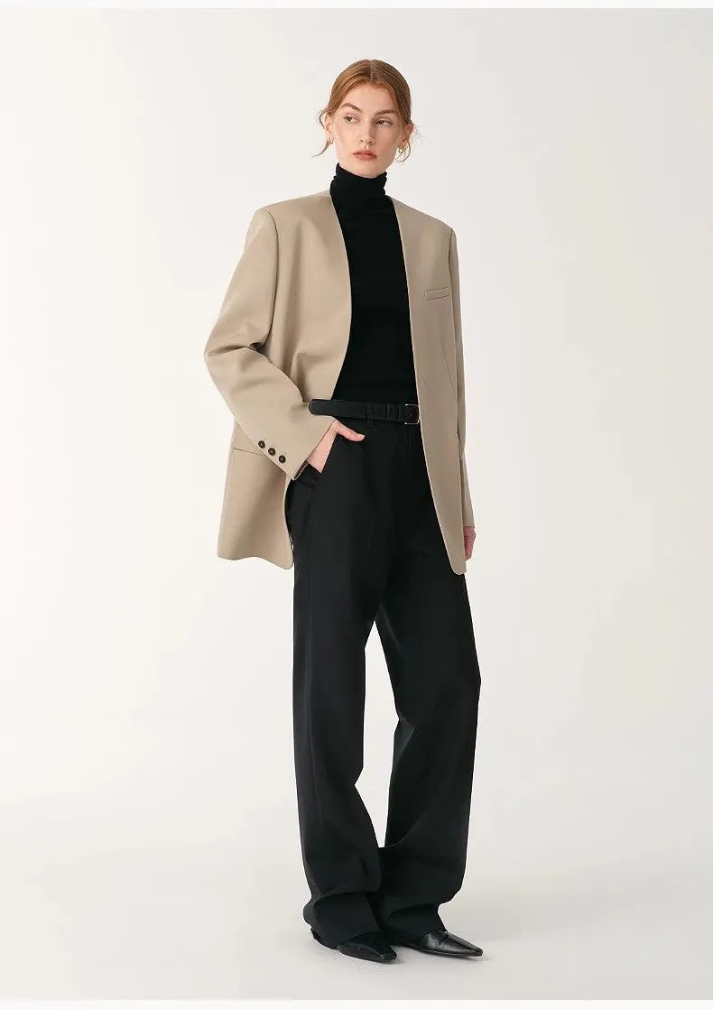 Australian Merino Wool Classic Simple Collarless Deep V-Neck Suit sold by Firelady Sheepskin product image thumbnail 2