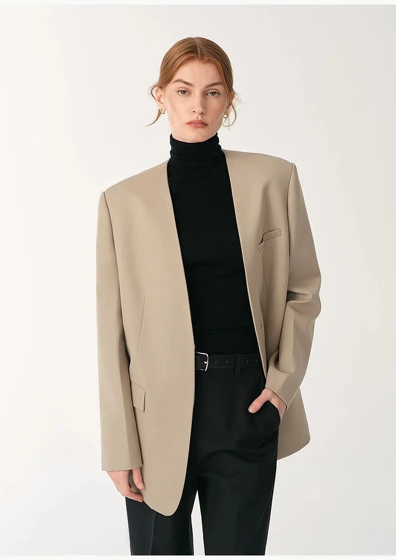 Australian Merino Wool Classic Simple Collarless Deep V-Neck Suit sold by Firelady Sheepskin product image thumbnail 3
