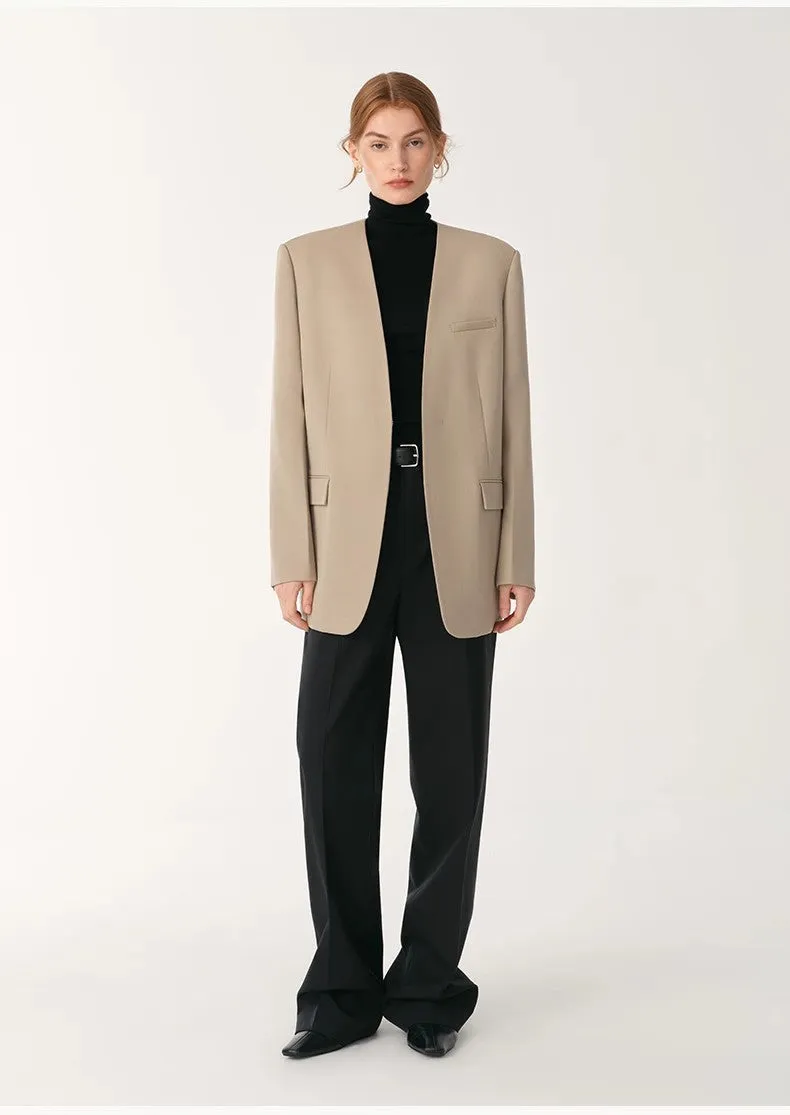 Australian Merino Wool Classic Simple Collarless Deep V-Neck Suit sold by Firelady Sheepskin