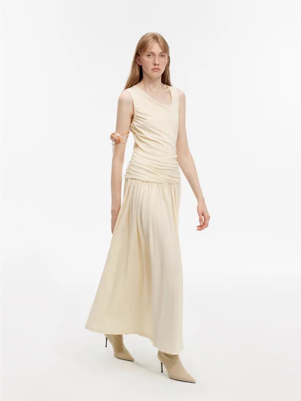 "Casual Commuting" light luxury mercerized cotton special-shaped collar waist irregular lazy long dress sold by Firelady Sheepskin