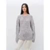 "Thousand Islands Forest Club" Cable-cut Round Neck Wool Blend Slightly Wide Shoulder Sweater sold by Firelady Sheepskin