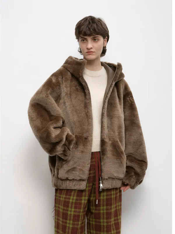 Manchester Academy Academy Loose Warm High Collar Hooded Merino Sheepskin Jacket sold by Firelady Sheepskin