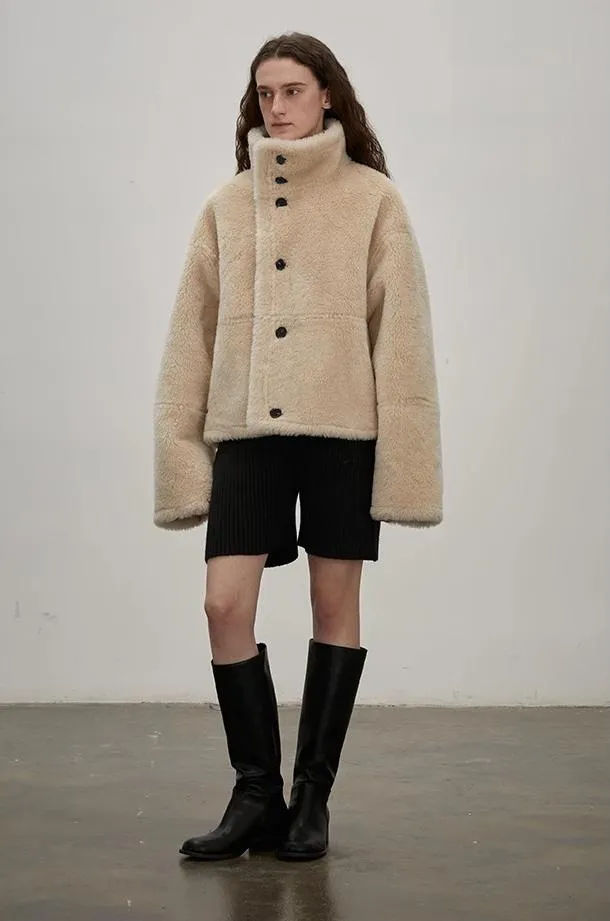 "Makino Traveler" Motorcycle Reversible Wool And Artificial Compound Suede Shearling jacket sold by Firelady Sheepskin product image thumbnail 4